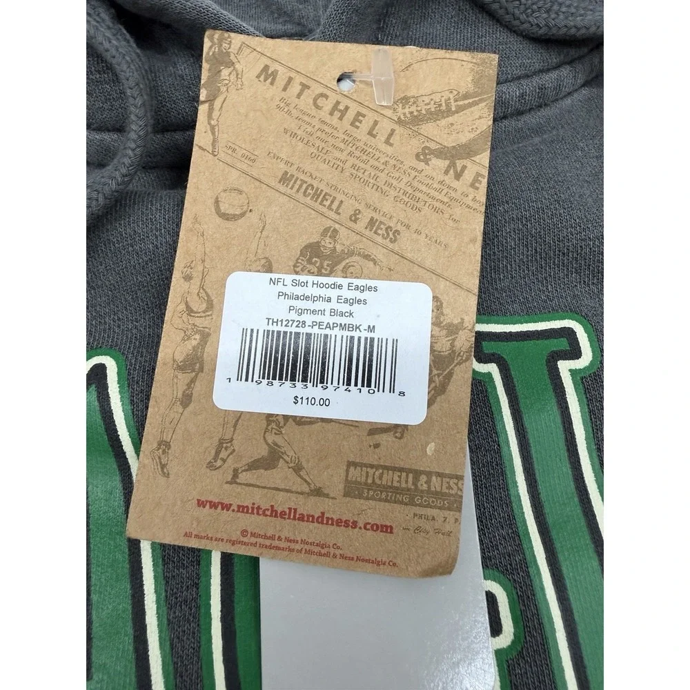 Philadelphia Eagles Mens Medium Mitchell & Ness Throwback Logo Hoodie Sweatshirt